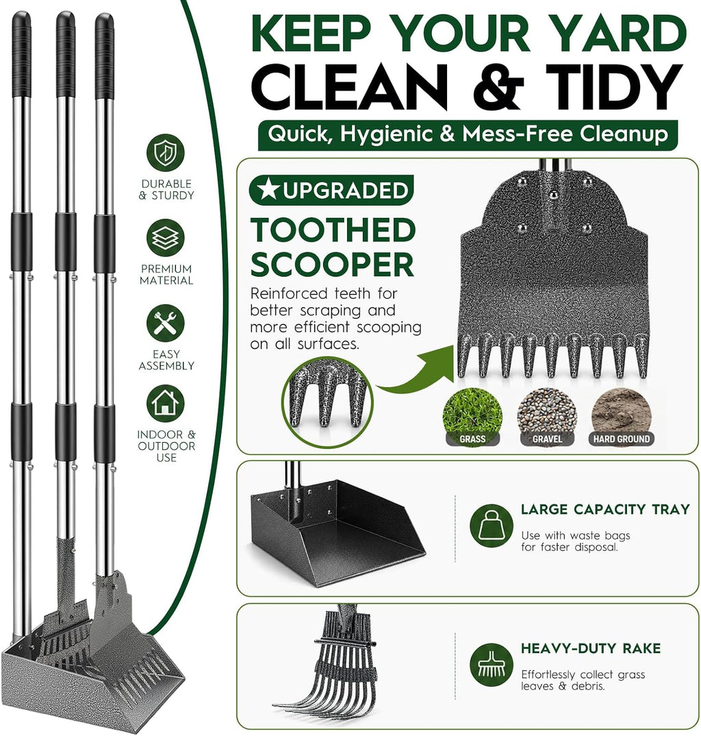 Pooper Scooper，Long Handle Dog Pooper Scooper，No More Bending , Easy to use