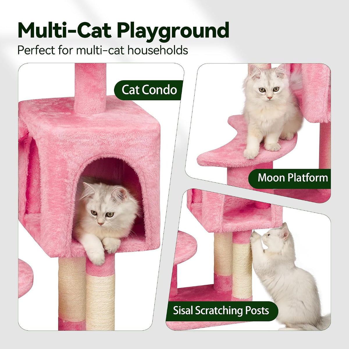 Meecal 43-Inch Small Cat Tree Cute for Kittens Under 6 Months 9lbs, Pink