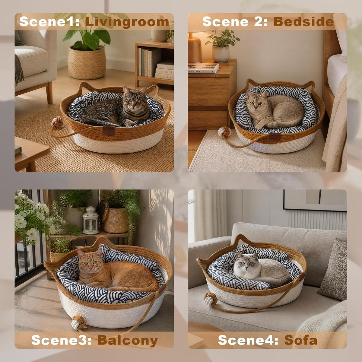 Stimuli Handwoven Cat Basket,Instinct Basket for Cats Basket Bed,Cat Bed