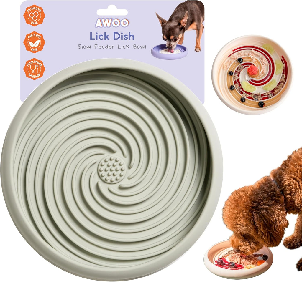 Large Lick Dish - Silicone Lick Mat + Slow Feeder for Cats & Dogs (Sage)