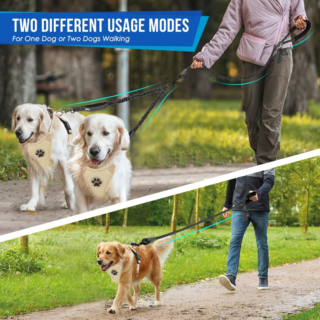 Lukovee Double Dog Leash, Heavy Duty Lead, No Tangle, M