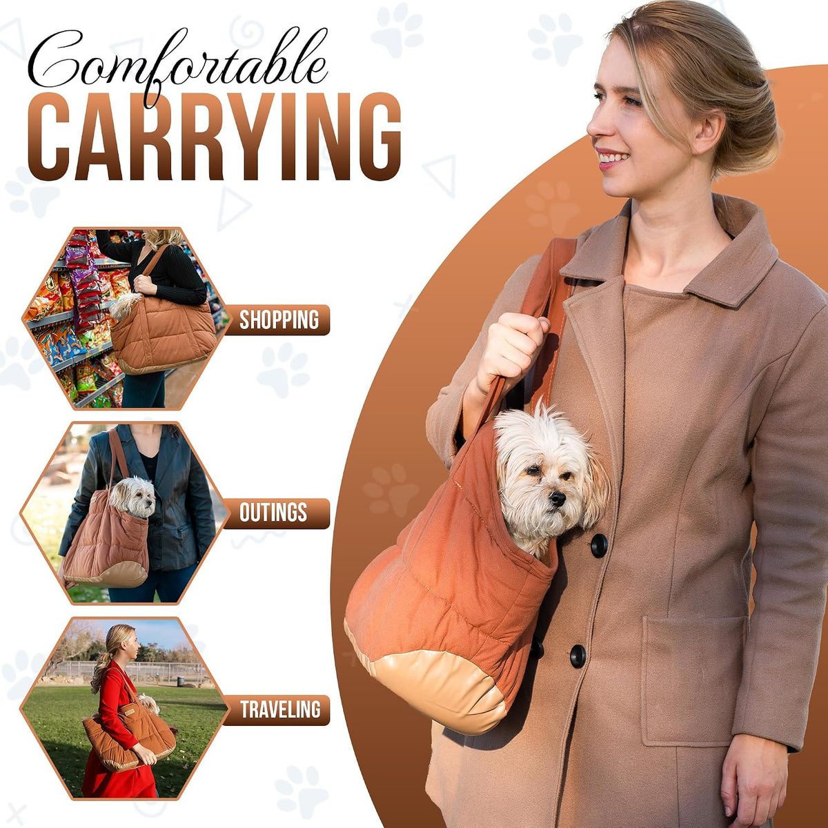Plush Dog Purse Carrier for Small Dogs, Soft Tote, Brown