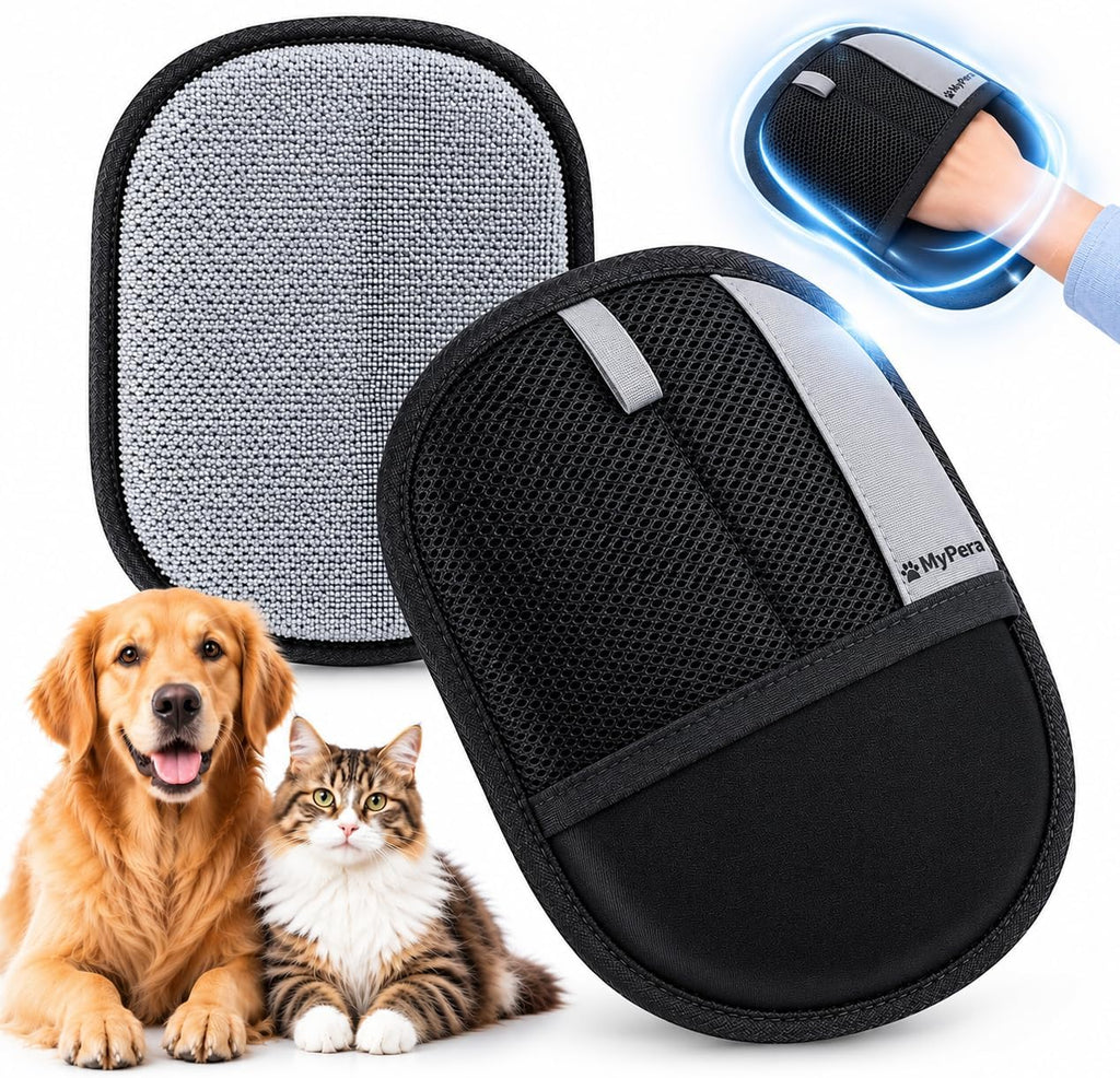 3Pcs Pet Hair Removal Glove for Dogs & Cats, Newly Upgraded Reusable Electrostatic Pet Hair Glove, Magic Brush Pet Hair Remover Tool for Clothing, Couch, Carpet, Car Seats. (Black Gray, Pack of 3)