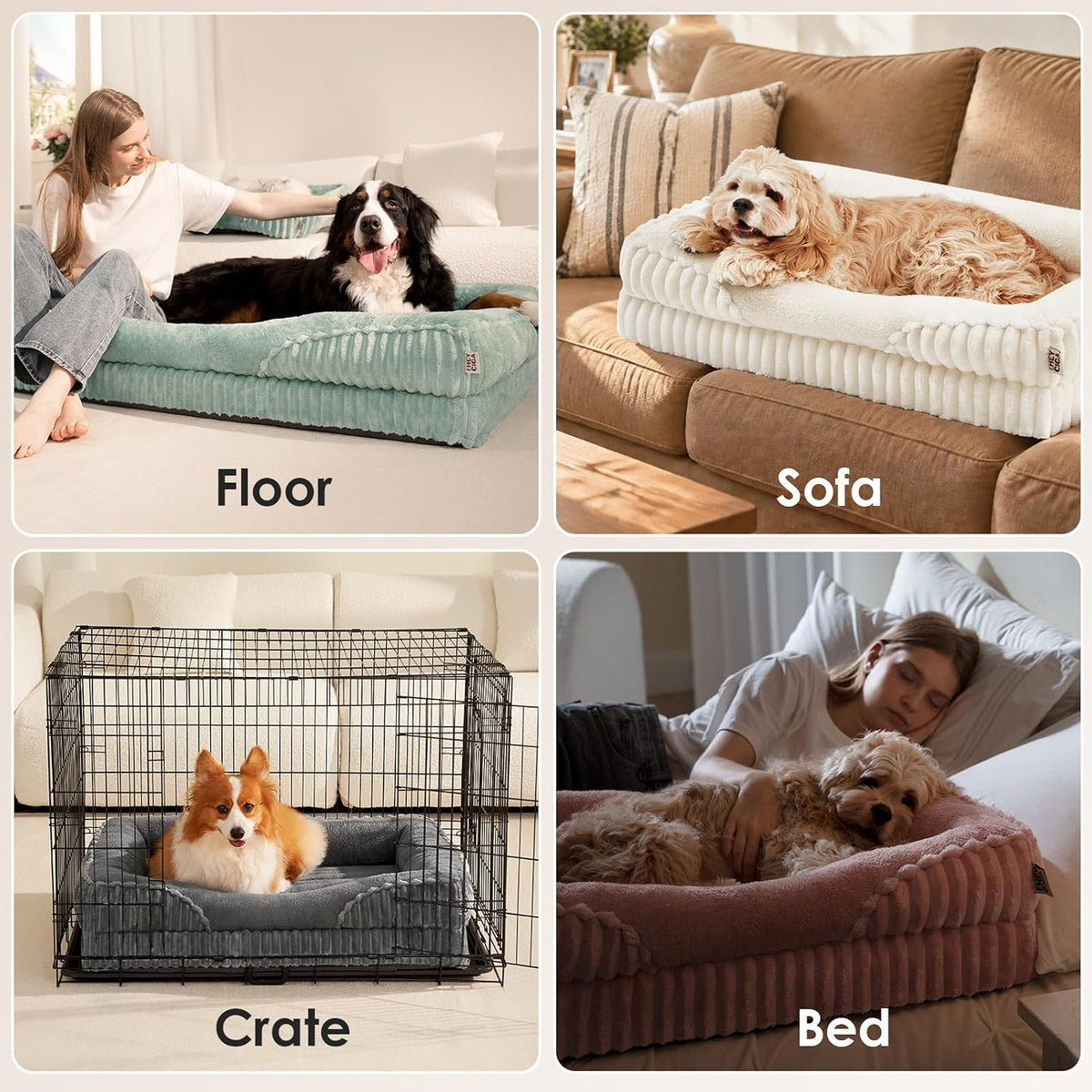 EHEYCIGA Orthopedic XL Dog Bed 42x30 Inch, Memory Foam Dog Couch, Grey