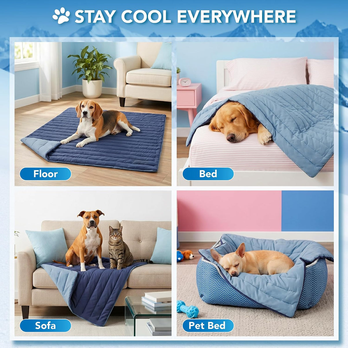 PetAmi Dog Cooling Mat Blanket Pet Pad for Small Medium Cat, Small, 24x32