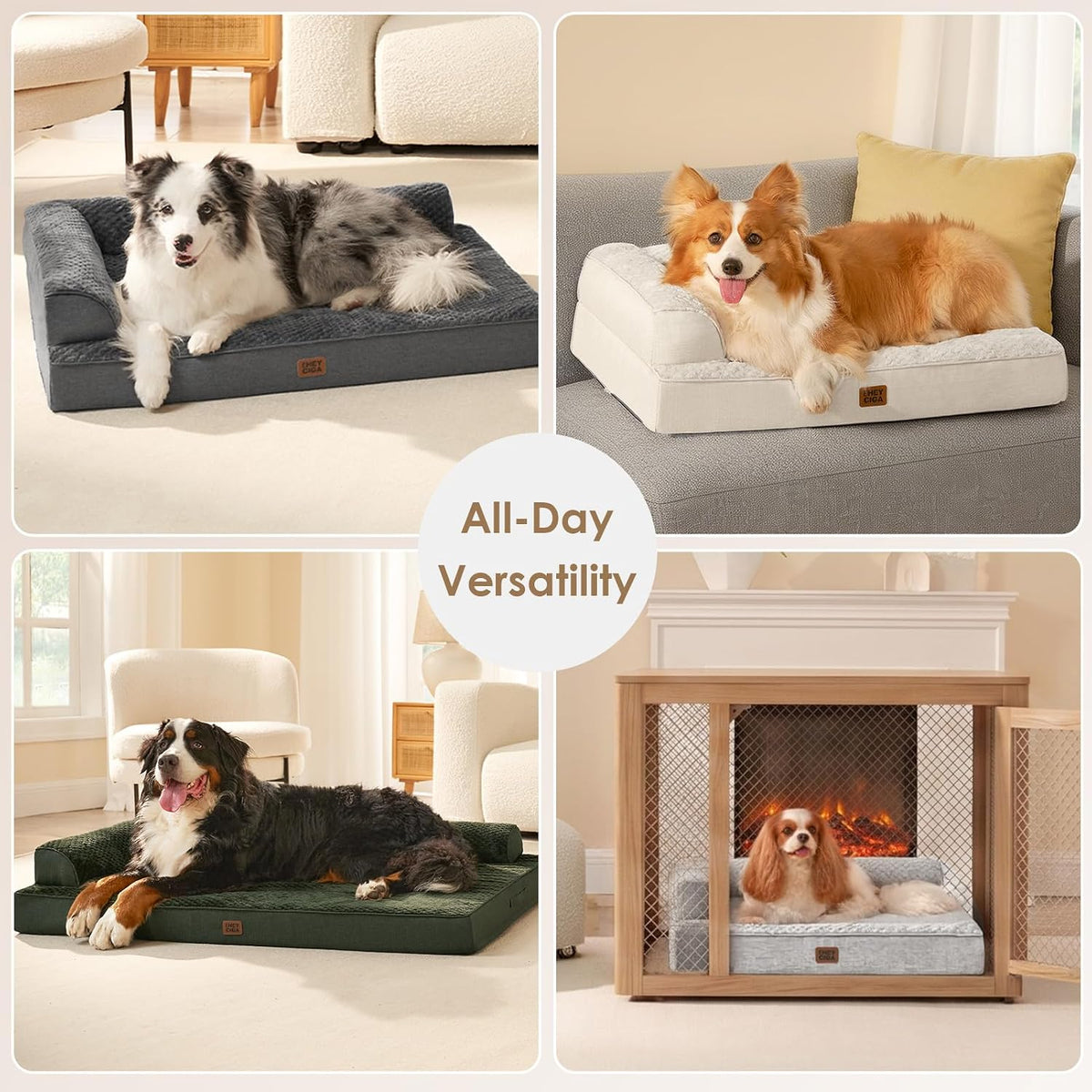 EHEYCIGA Orthopedic Dog Bed Medium Size, Memory Foam Dog Bed, Dark Green