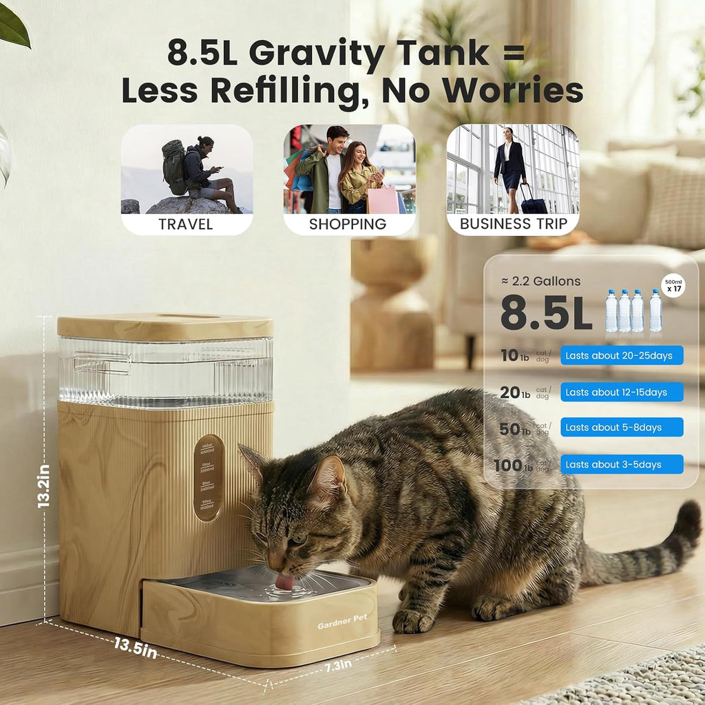 2.2 Gallon Automatic Dog Water Dispenser with Stainless Steel Bowl