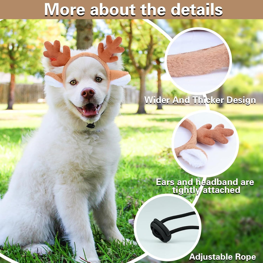 Beviliu 4pack Dog Reindeer Antlers Headband, Dog Christmas Antlers Costume