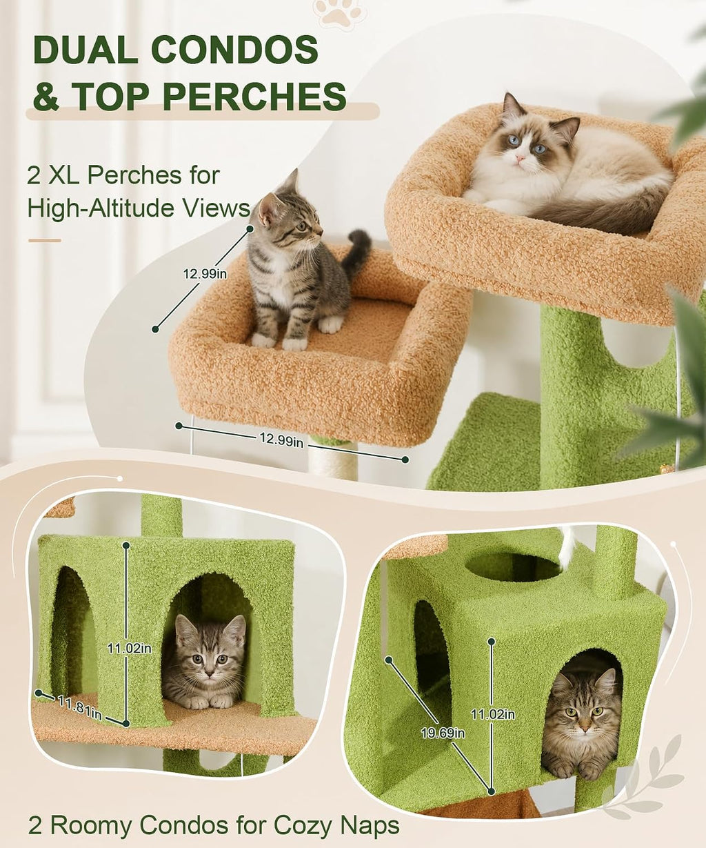 AMHANCIBLE Cactus Cat Tree, 70 Inch Tall Cat Tower for Indoor Cats