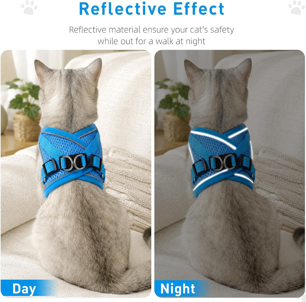 Cat Vest Harness and Leash Set, Escape Proof Kitten Harness Blue XS
