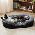 INVENHO Fluffy Orthopedic Dog Bed for Large Dogs, Egg-Crate Foam Bolster Sofa Bed with Washable Removable Waterproof Cover, Fluffy Plush Faux Fur Dog Bed with Non-Skid Bottom