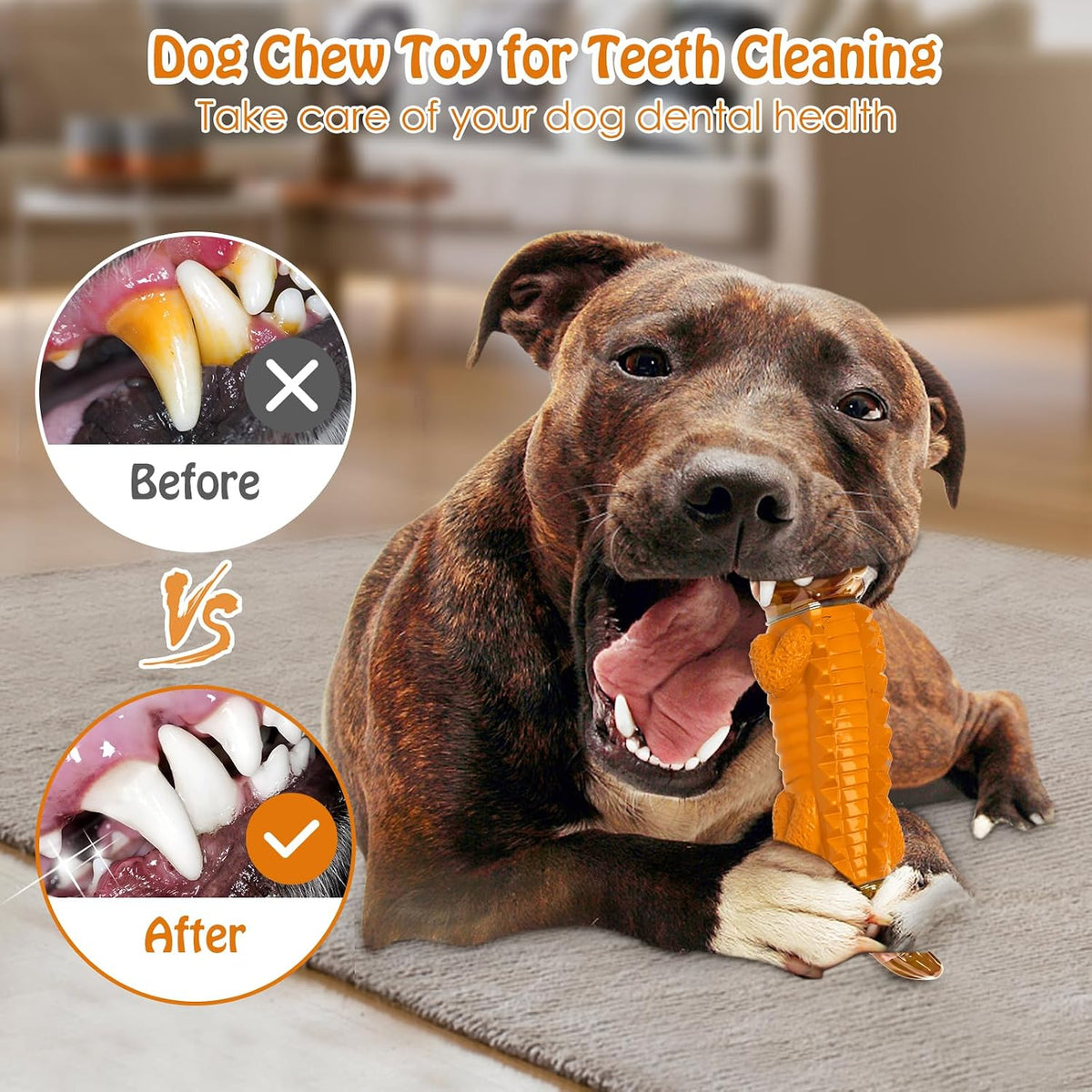 Jeefome Crocodile Dog Chew Toy for Small & Medium & Large Dogs | Clean Teeth, Tough Nylon and Natural Rubber for Boredom & Anxiety Relief（Orange）