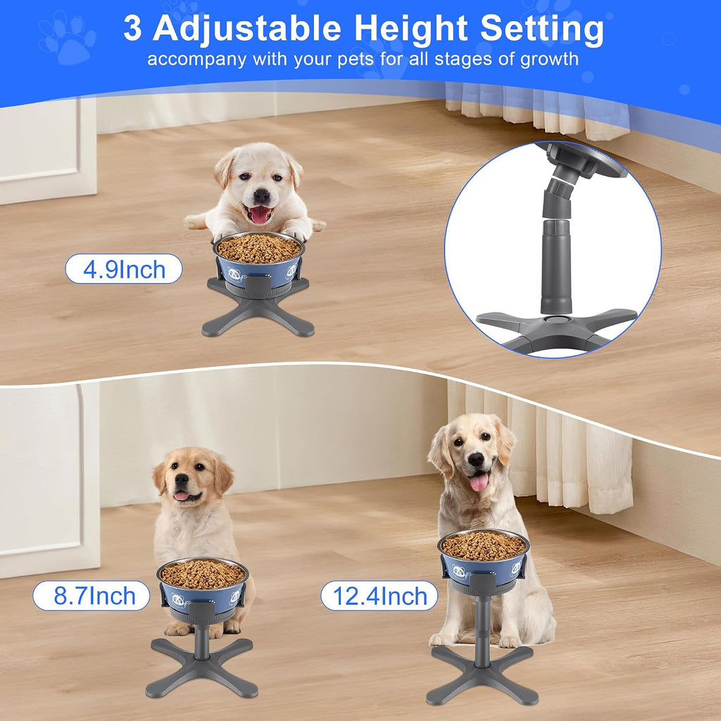 Dog Bowls Elevated Adjustable Stand,Tilted Raised Feeder for 5.5‑9.5in Bowl