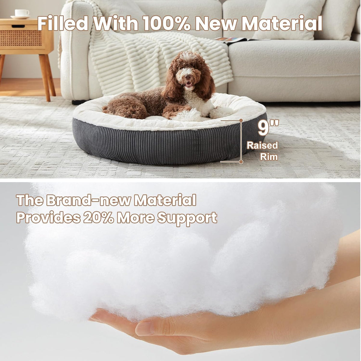 42 inches Calming Donut Dog Bed for Large Plus Dogs,Dark Grey