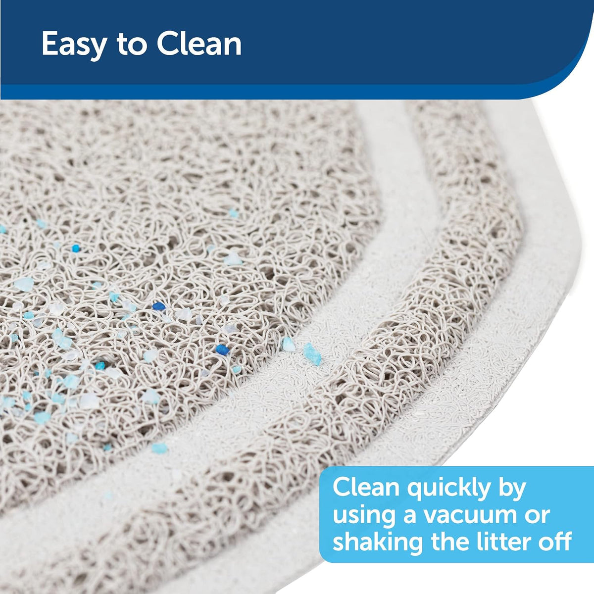PetSafe Anti-Tracking Cat Litter Mat, Small | 20.5 x 19.7 in, Durable Mesh Trapping Mat for Crystal & Clay Clumping Cat Litter, Leakproof Double-Layer Backing, BPA-Free