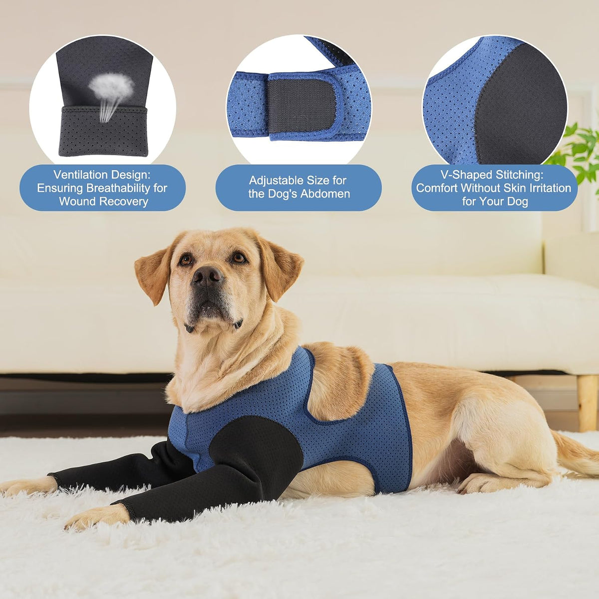 Dog Sleeves for Wounds Both Front Legs，Cone Collar Alternative, Abrasion Resistant Dog Recovery Sleeve, Washable 2.5mm Thick and Bouncy, Breathable Pet Wounds Prevent Licking (Medium)