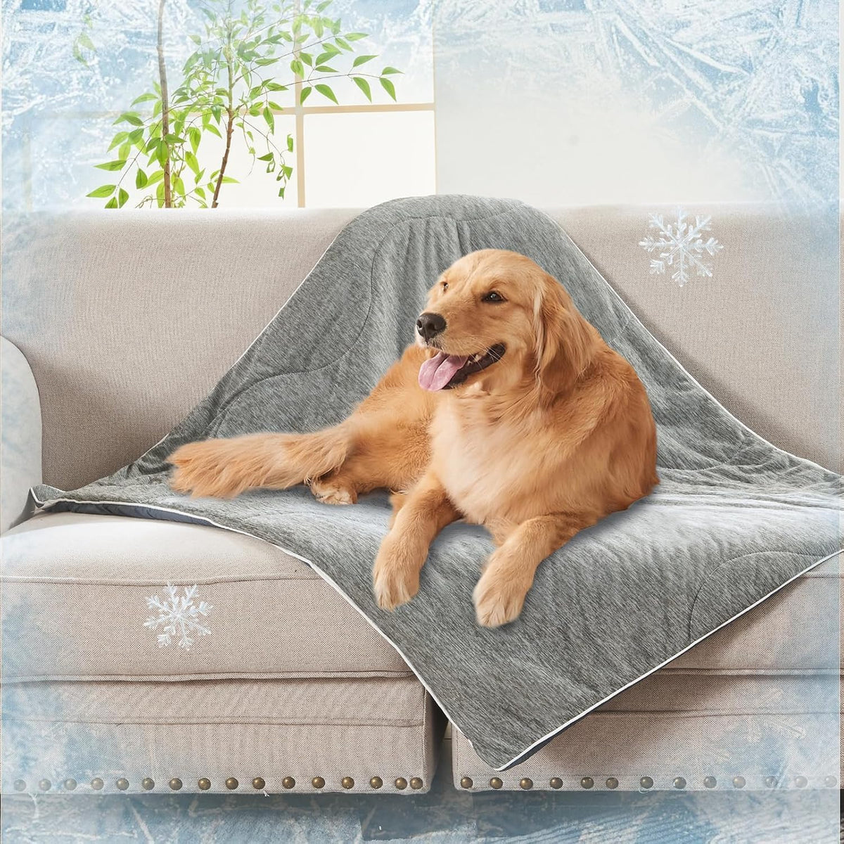 Cooling Blanket for Dogs. Dog Cooling Blankets for Large Dogs, Breathable Cooling Fabric, Cold Washable, Cooling Dog Blanket Durable Scratch-Resistant Soft Fabric for All Seasons, Steel Grey