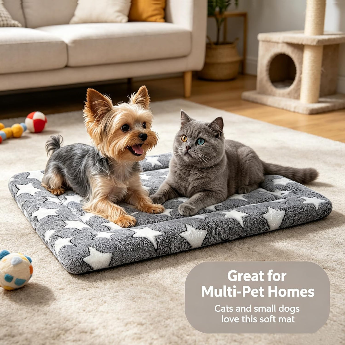 Dog Bed Mat - Soft and Comfortable Dog Kennel Cat Bed, Washable Dog Bed or Cat Bed, Suitable for Dog Crate Ped, Cat Cage BedGray, 18" L x 14" W x 1.5" Th