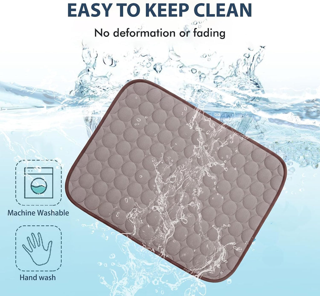 MICROCOSMOS Summer Cooling Mat & Sleeping Pad- Water Absorption Top, Materials Safe, Easy Carry, EZ Clean. Keep Cooling for Pets, Kids and Adults.(Brown, 36" x24")