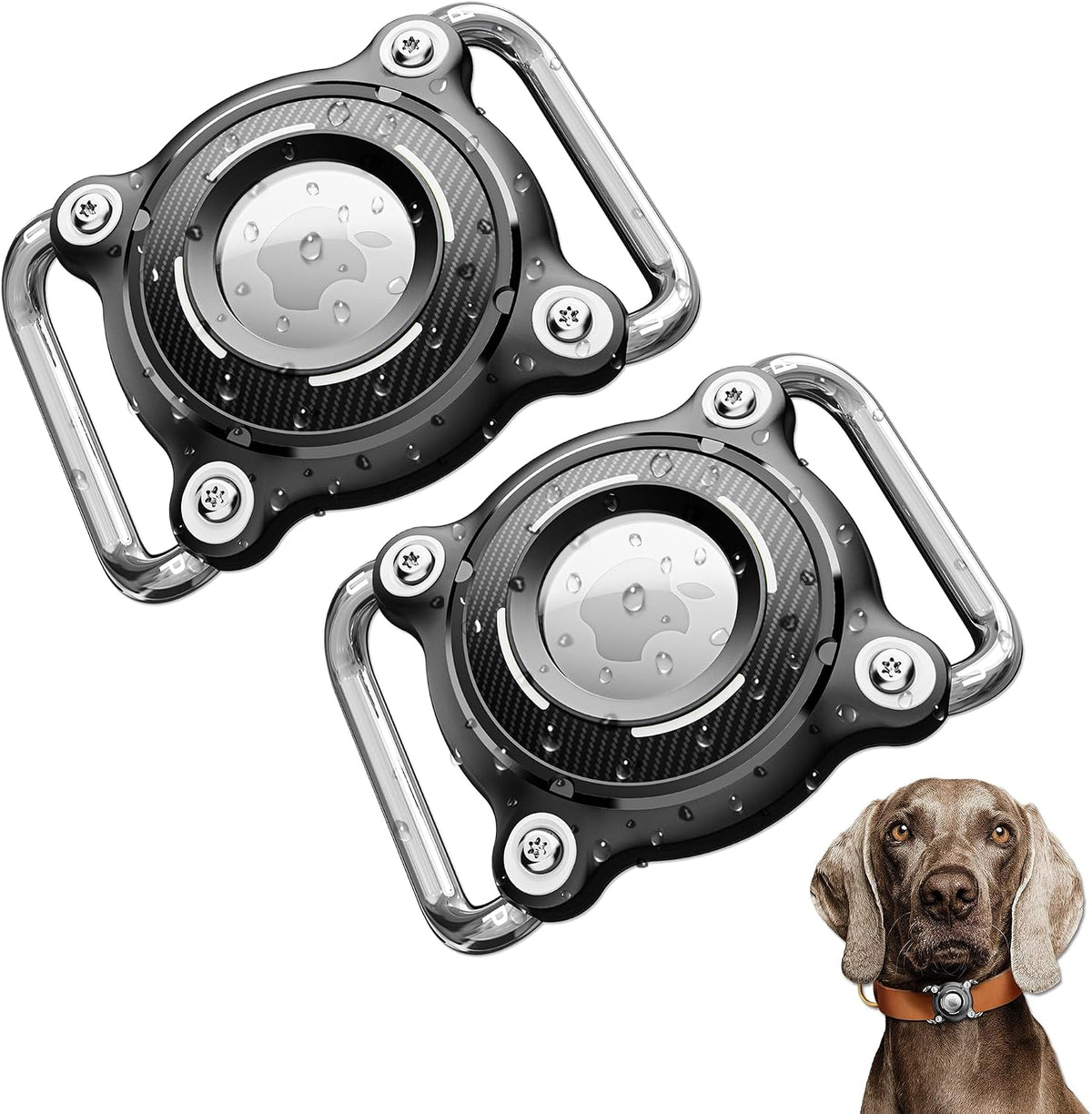 SCALLOP for Airtag Holder for Dog Collar - IP68 Waterproof Airtag Dog Collar Holder with Removable Metal Clip, Sturdy TPU for Apple Airtag,Fits 0.7-1.3" Width Medium Large Collars