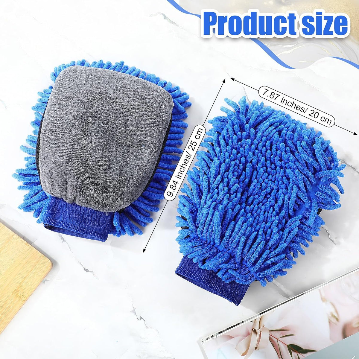 Teenyyou 2 Pcs Dog Towel Chenille Microfiber Pet Grooming Gloves,Blue