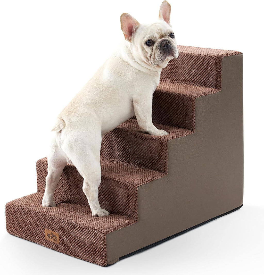COZY KISS Dog Stairs for Small Dogs, 5 Step Pet Stairs for Beds & Couches