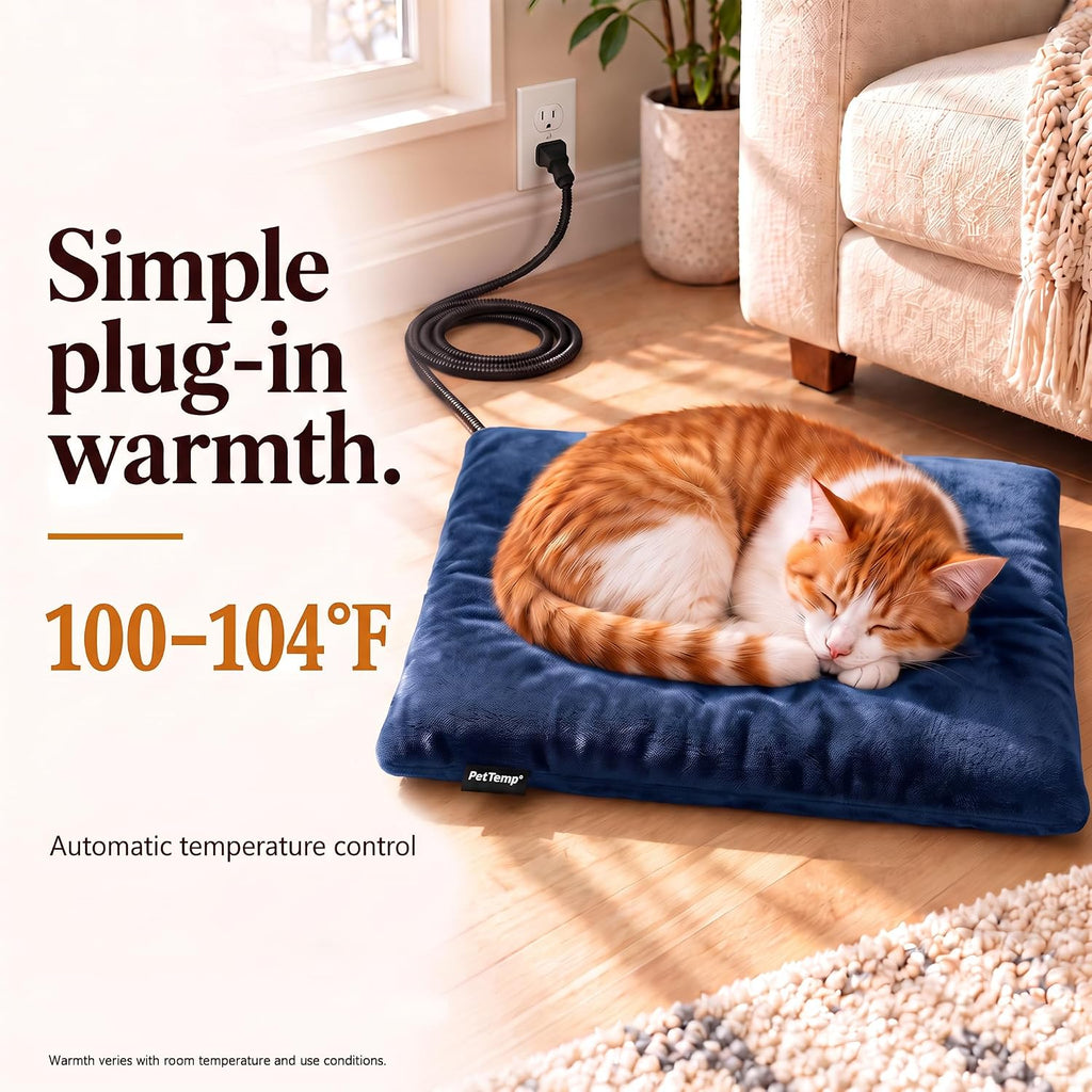 Cat Heating Pad, Heated Cat Bed, MET Safety Listed, Constant Warmth, Blue