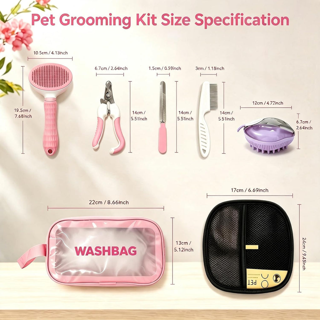 7 Pcs Cat Grooming Kit, Dogs & Cats Brush for Shedding, Dematting