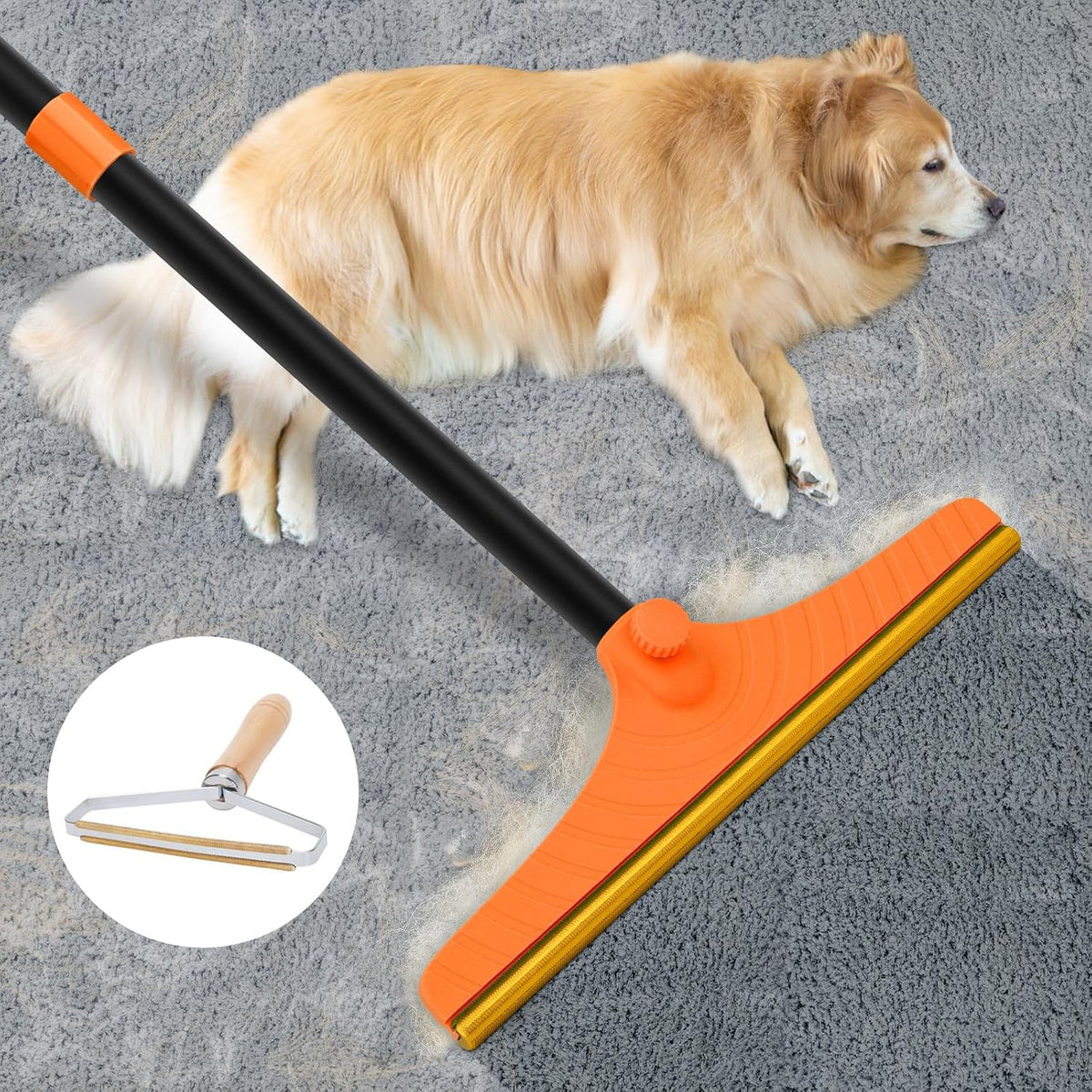 Carpet Rake for Pet Hair Removal Tool, Dog Cat Hair Remover for Furniture