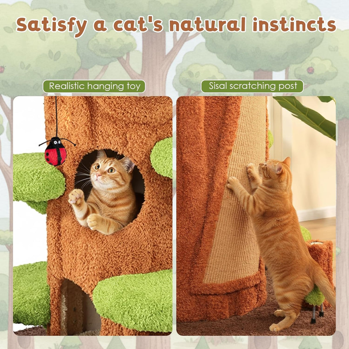 NUNU LAB Large Cat Tree for Indoor Cats – Multi-Level Solid Wood