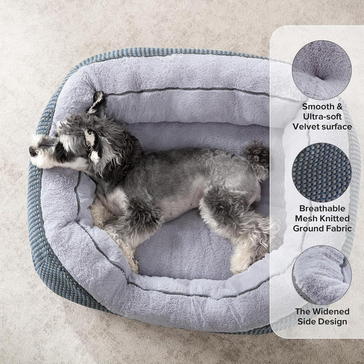 INVENHO Dog Bed Medium Size, Orthopedic Warming Soft Calming Sleeping Durable with Anti-Slip Bottom