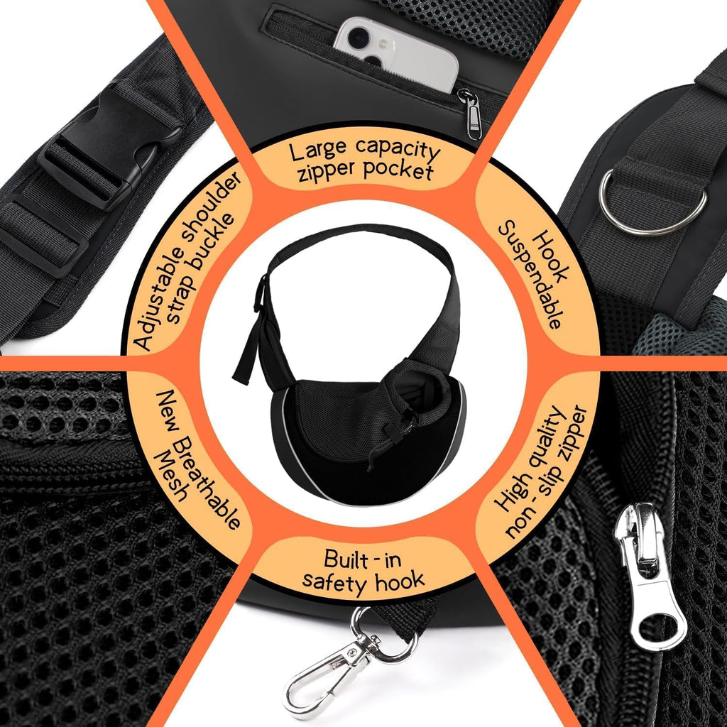 YUDODO Pet Sling Carrier for 10-15 lbs Small Dogs Puppy Crossbody Carrier