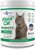 Vital Planet - Flora Cat Probiotic Powder Supplement with 20 Billion Cultures and 10 Diverse Strains High Potency Probiotics for All Cats for Feline Digestive and Immune Support 30 Scoops 3.92 oz