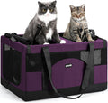 Pecute Cat Carrier, Soft Double Pet Crate for 2 Cats Travel, Purple