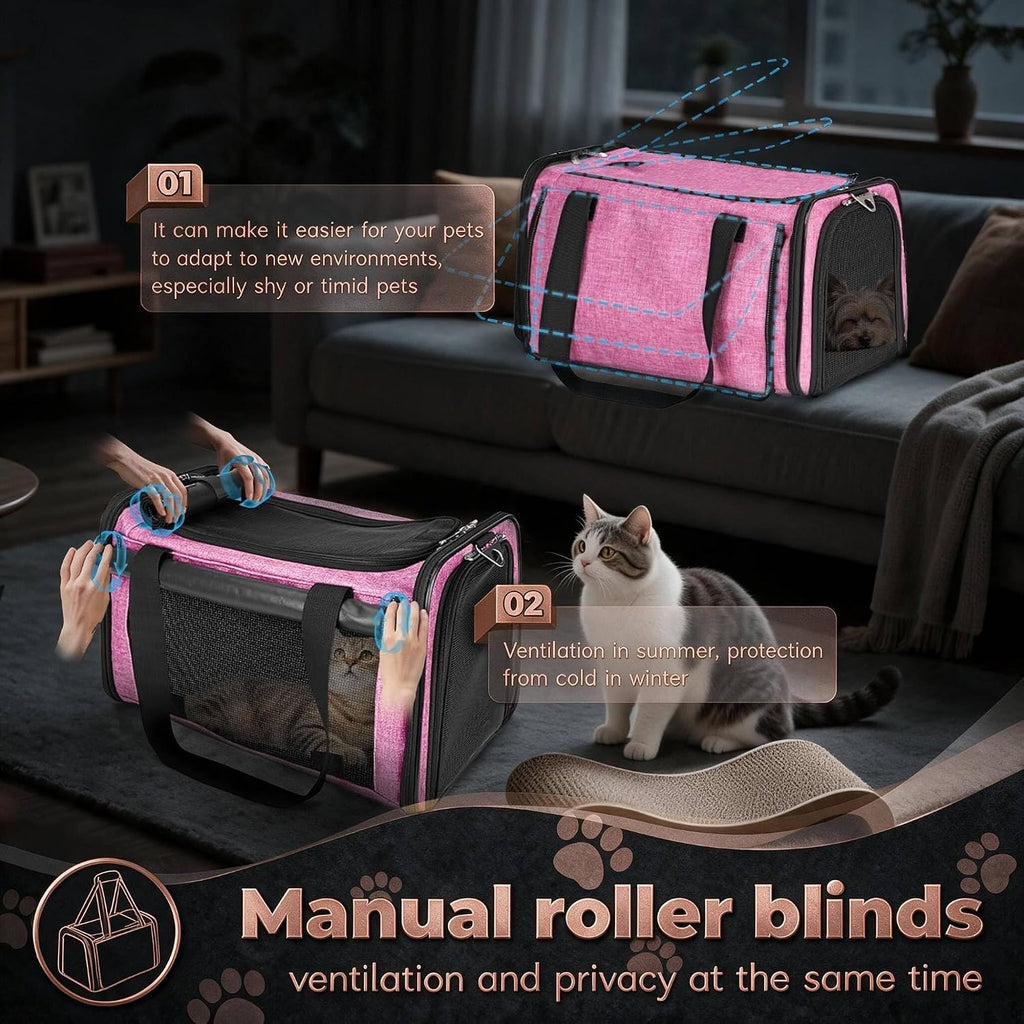 YUDODO 25lbs Cat Carrier Lightproof Soft Sided Pet Carrier for Large Cat