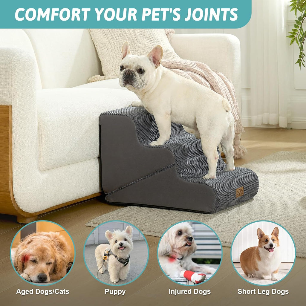 COZY KISS Dog Stairs for Small Dogs, 3-Step 2-in-1 Dog Steps,15.7" H