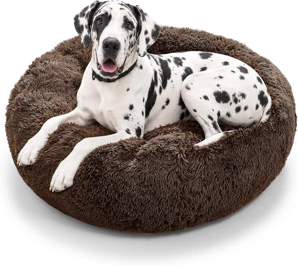 JOLLYVOGUE Dog Beds Large Sized Dog, Calming Anti-Anxiety Dog Bed, Fluffy Donut Cushion for Extra Large Pets (45")