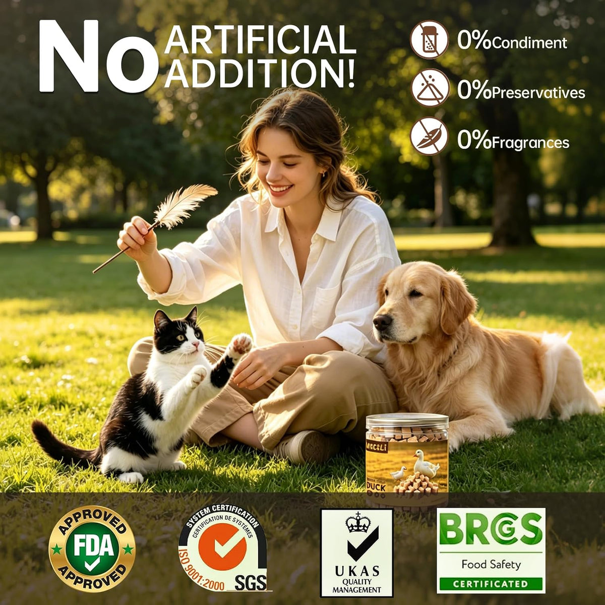 Freeze Dried Duck Breast Treats for Dogs & Cats,Single Ingredient,4.6 OZ