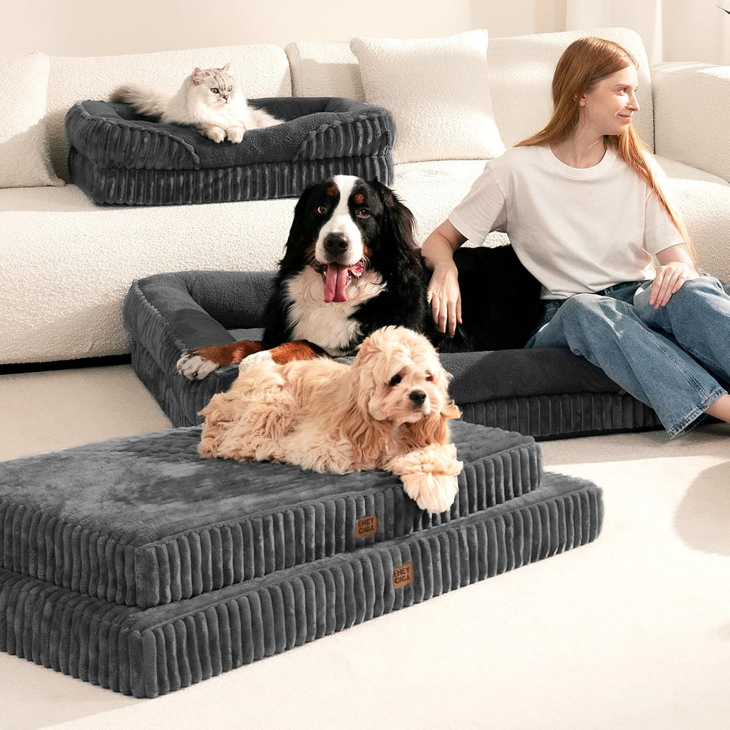 EHEYCIGA Orthopedic XXL Dog Bed 47"x29" Extra Large Pet Beds for Dogs, Grey