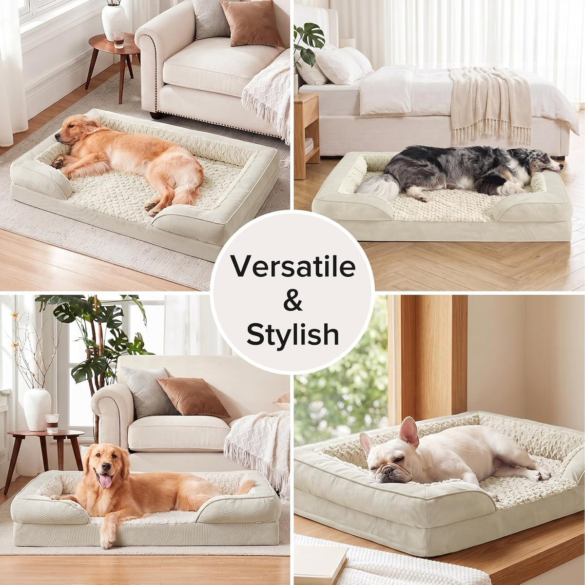 INVENHO Orthopedic Large Dog Bed, Washable Waterproof, Egg-Crate Foam Dog Couch Bed with Washable Removable Cover, Waterproof Lining and Nonskid Bottom