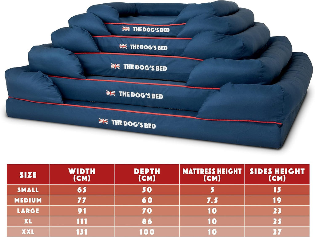 The Dog’s Bed Replacement Outer Cover, Oxford Fabric, Blue with Red Trim & UK Flag, Small