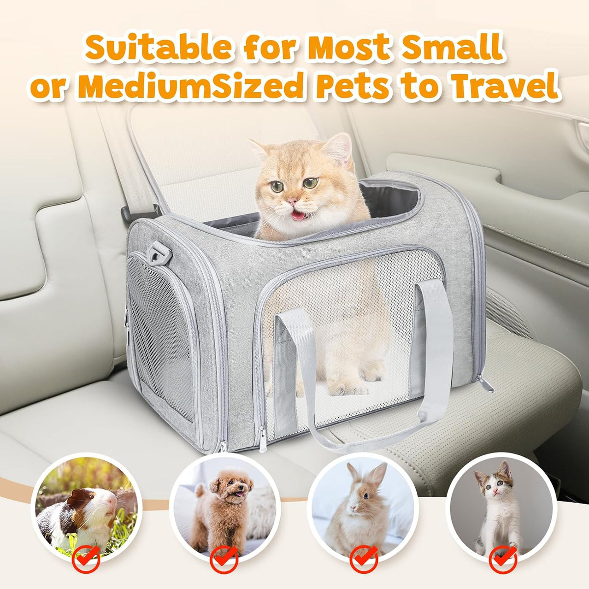Cat Carrier Soft Up to 16 Lbs, Breathable Pet Travel Bag with Steel Frame