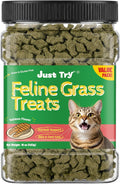 Just Try 16 oz Feline Grass Treats Salmon Flavor Hairball Treats for Cats