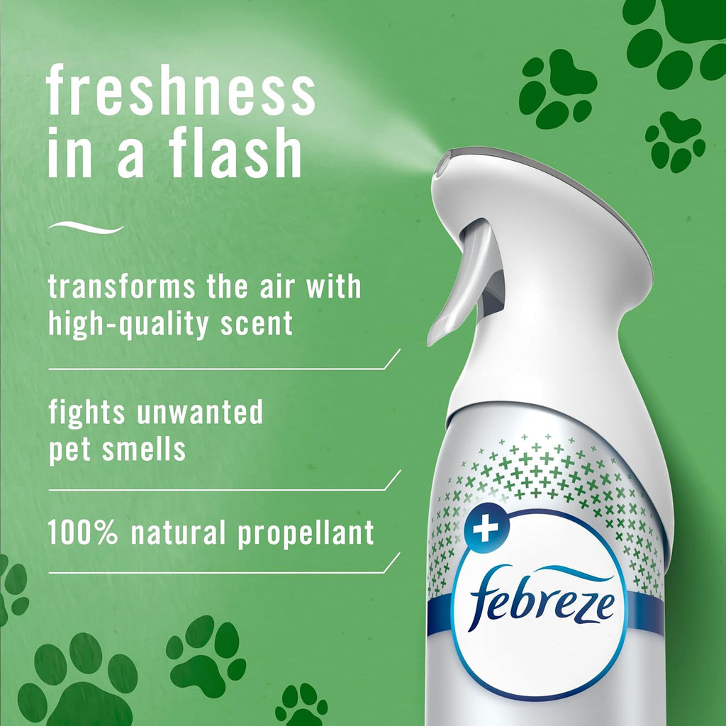 Febreze Air Mist Air Freshener Spray, Odor-Fighting Room Spray, Air Fresheners for Home and Bathroom and Kitchen, Aerosol Can, HD Pet Odor Fighter Scent, 8.8oz (Pack of 3)