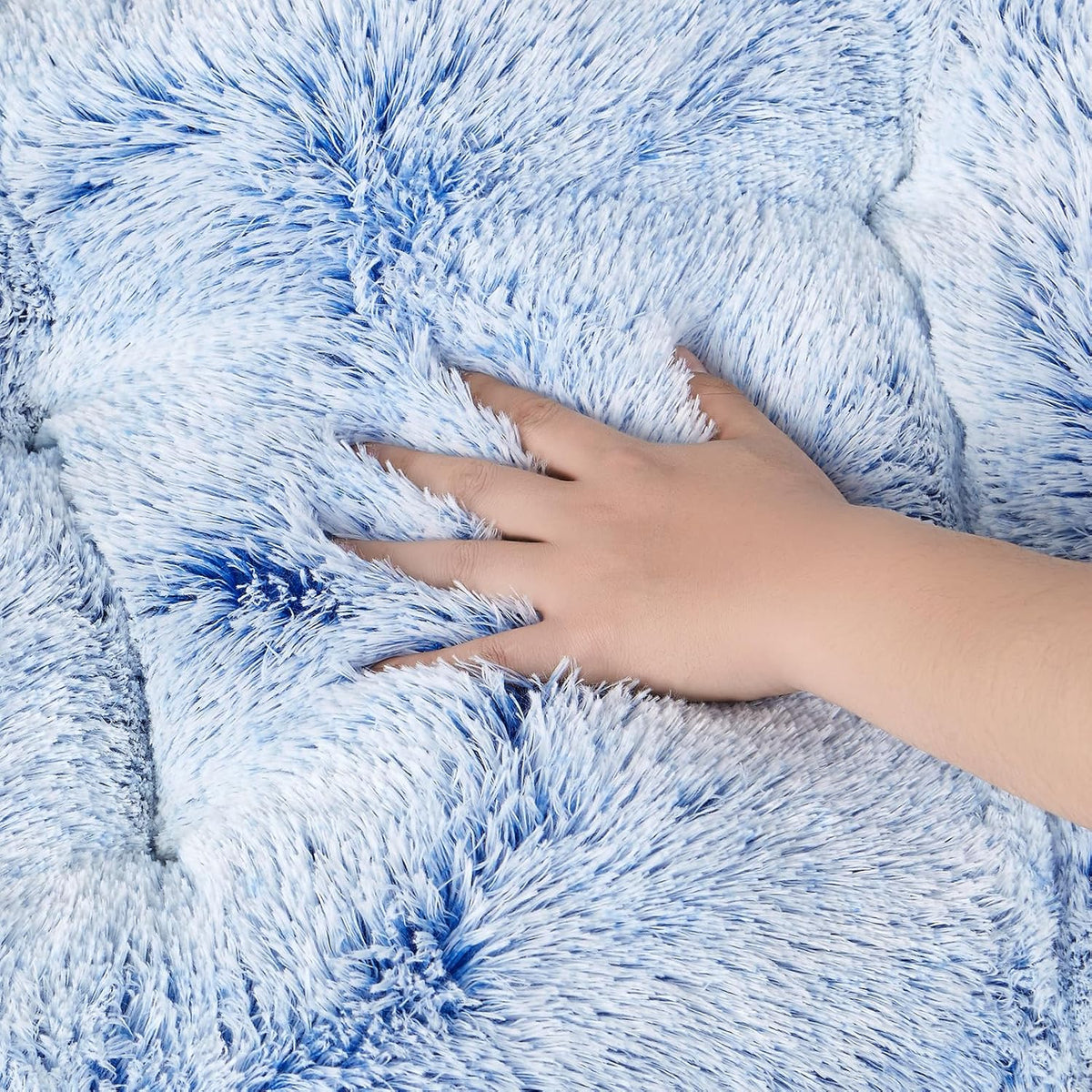 EHEYCIGA Fluffy Dog Crate Bed, Plush XX Large Dog Pillow, Blue