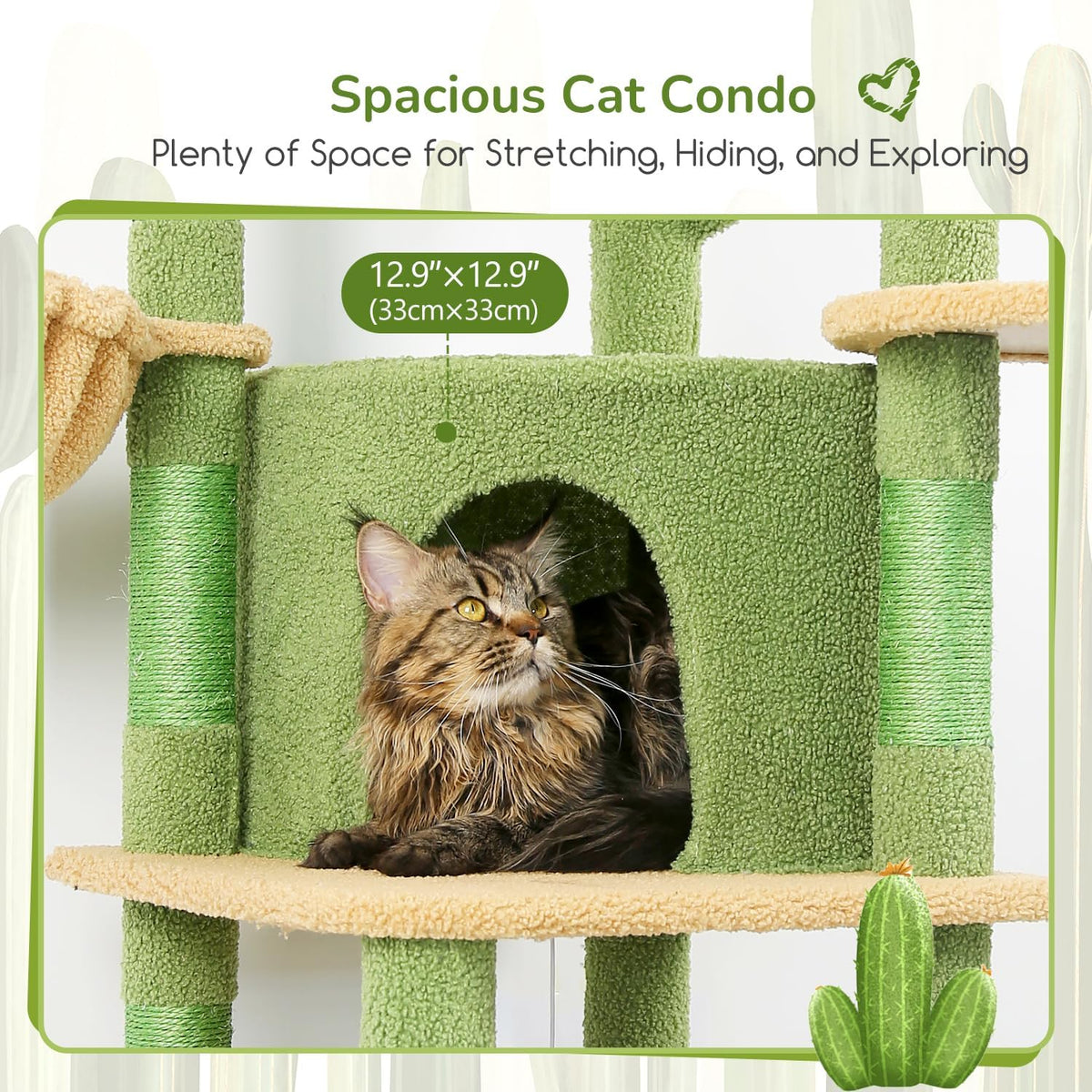 Globlazer Cactus Corner Cat Tree Tower with Scratching Post, C51, Green