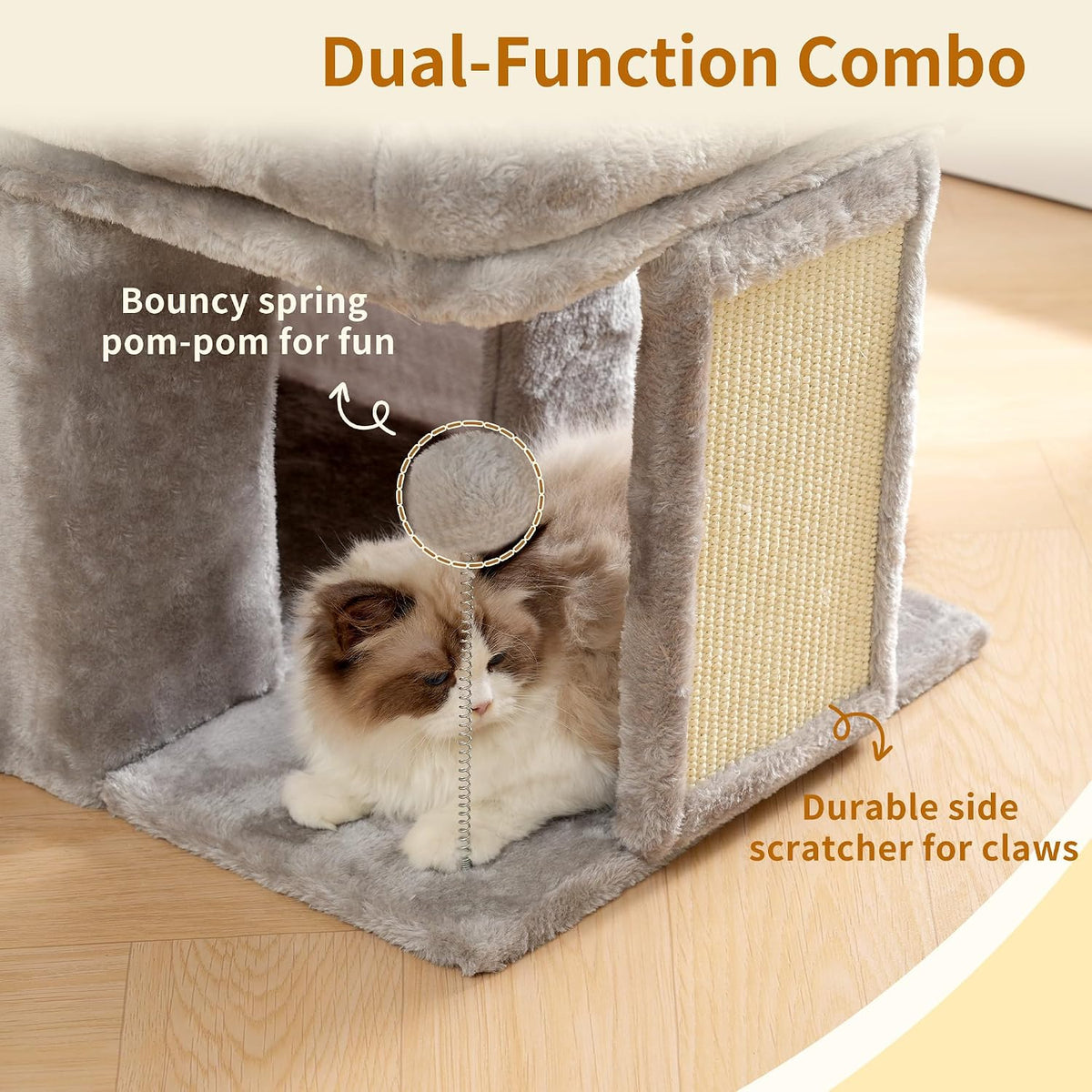 Heybly Cat Tree, 14" Cat Tower with Large Cat Bed & Condo HCT203SW