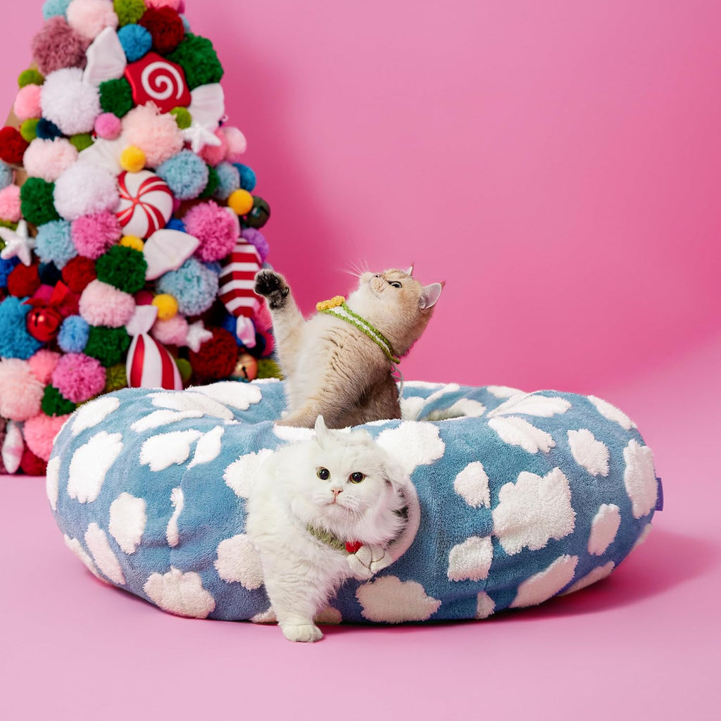 Lesure Donut Cute Jacquard Cat Tunnel Bed Kitten Toys for Puppy Bunny