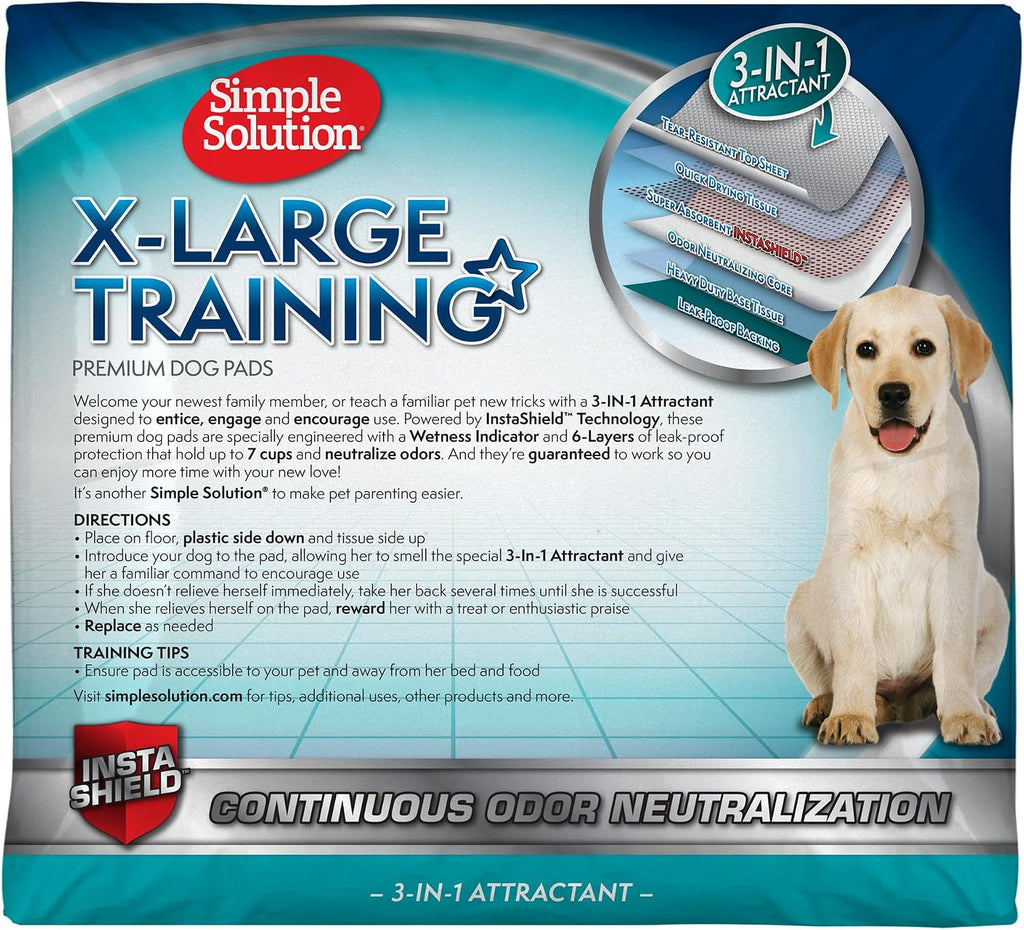 Simple Solution XL Pee Pads for Dogs, Leak Proof Dog Pads, 28x30, 100 Count | Dog Training Pads, Puppy Potty Training, Housebreaking, Disposable Pee Pads, Floor Protection, Indoor Potty, Puppy Essentials