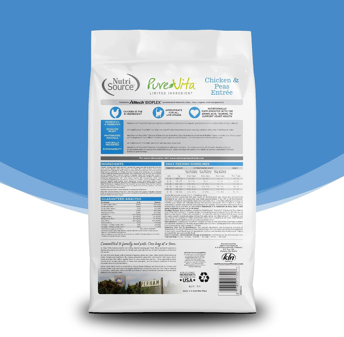 NutriSource PureVita Grain Free Chicken & Peas Dry Cat Food, 12 lb